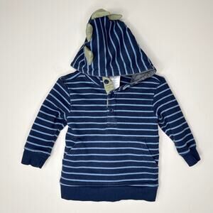 Tommy Bahama 12M Months Dinosaur Hoodie Striped‎ Henley Sweatshirt Adorable